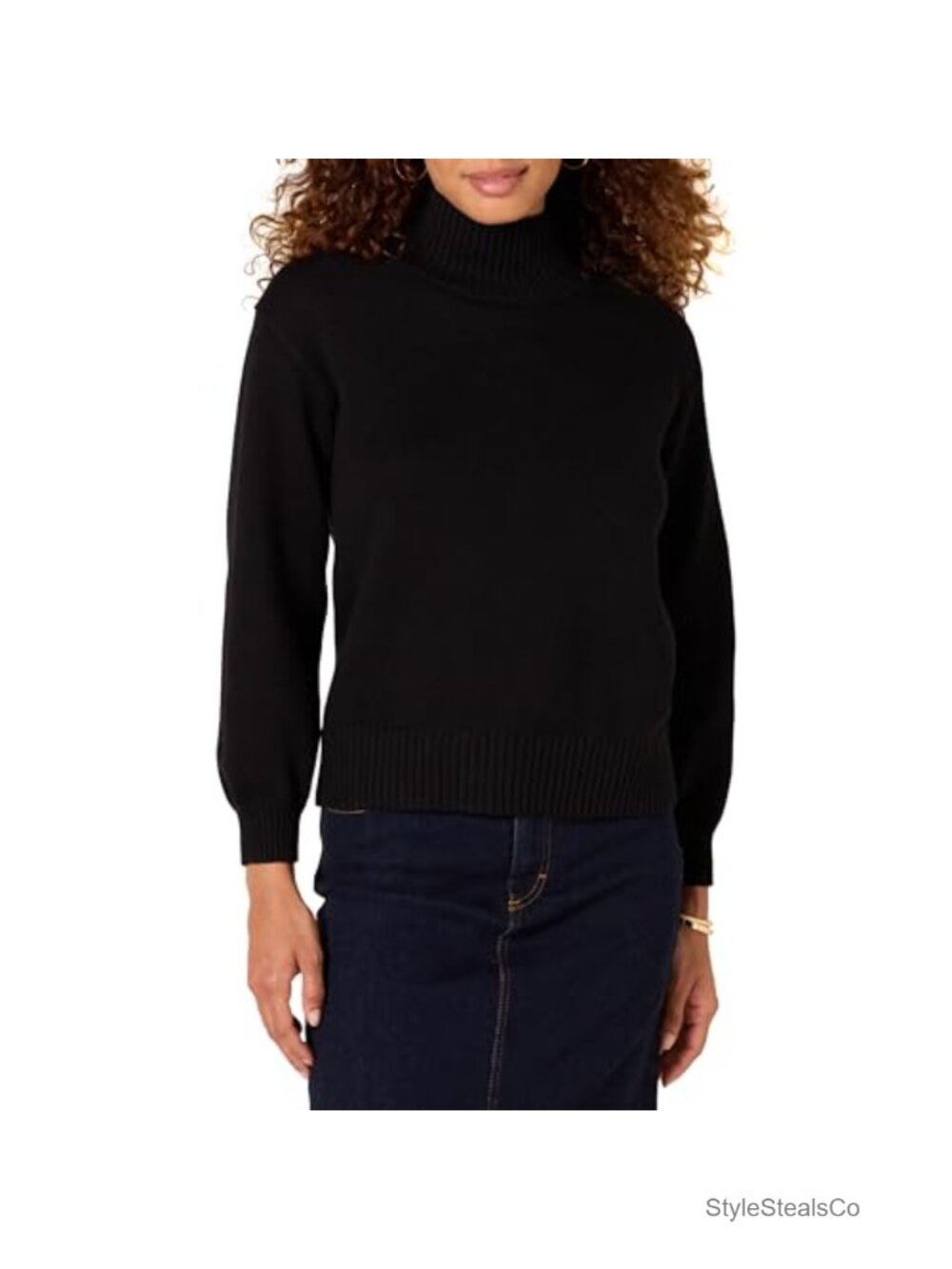 Cotton Pullover Sweater Funnel Neck Long Sleeve Blouson Sleeve Fall Winter